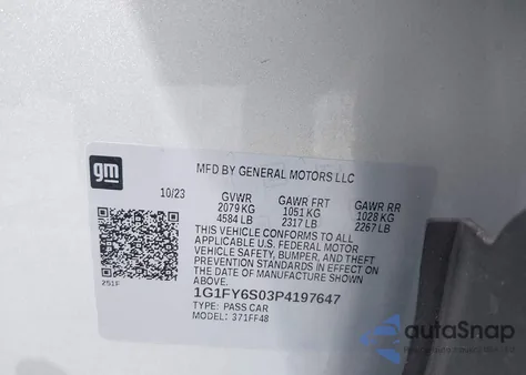 2023 Chevrolet Bolt Euv Fwd Lt из США, поврежденный, VIN 1G1FY6S03P4197647